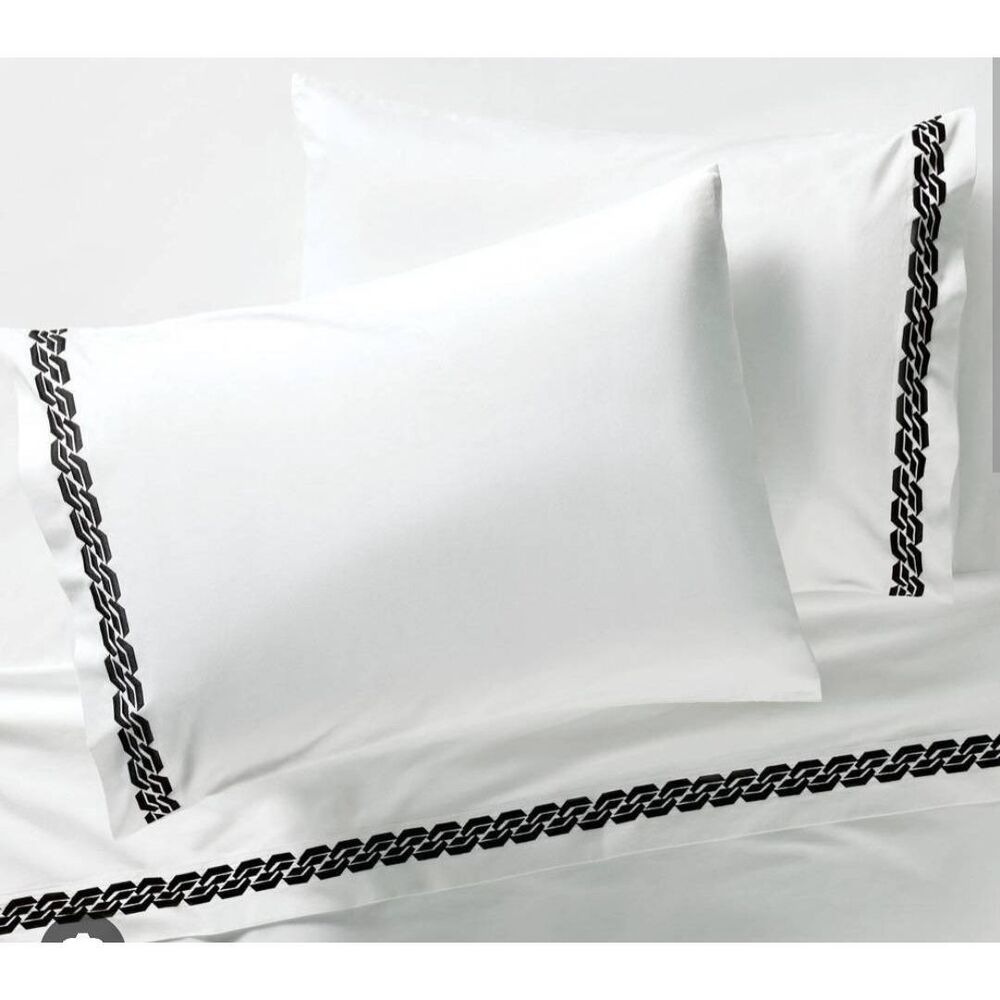 Diane Von Furstenberg White & Black Twin Sheet Set